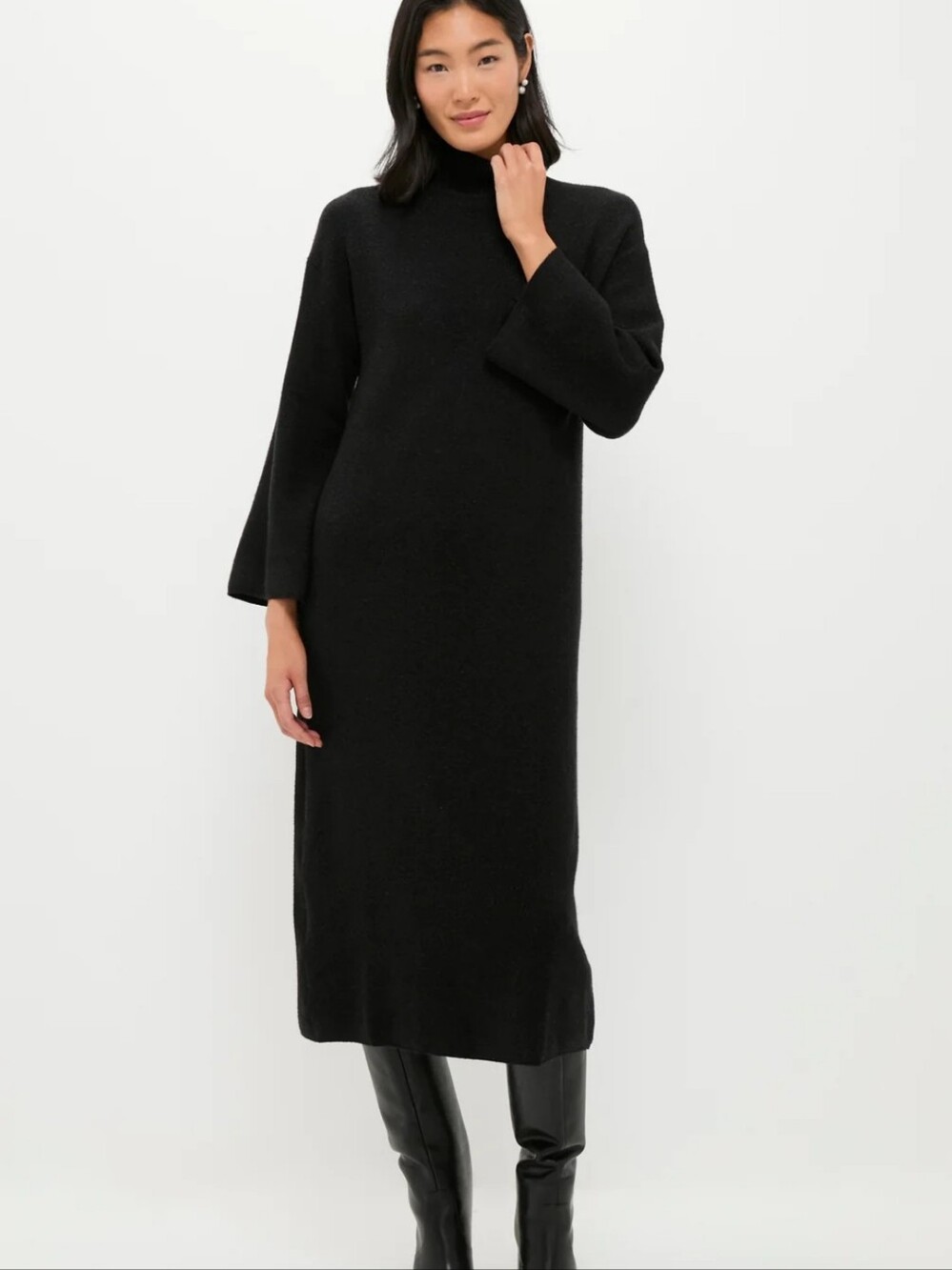 Tuckernuck Pomander Place Noir Vivianne Midi Dress Black Sweater Shimmer L Large